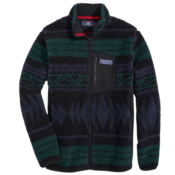 Vineyard Vines Men's Fleece Full Zip Sherpa Jacket in Tonal Nordic M Outerwear‎ - Picture 2 of 13